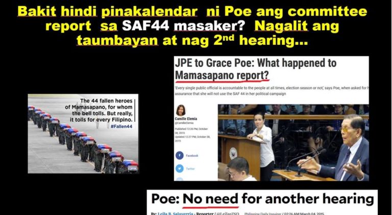 To Grace Poe, asan na nga ba ang committee  report or update regarding sa Mamasapano Investigation?