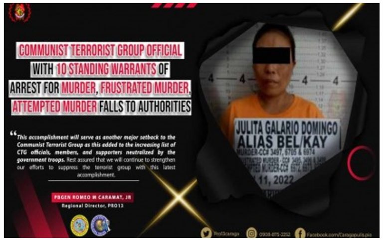NPA finance officer arestado sa Agusan del Sur