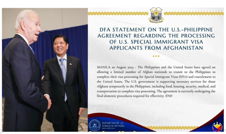 Aprobado ng Marcos Gov’t ang request ng US na papasukin sa Pilipinas ang mga Afghan Refugees